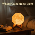 Mydethun Moon Lamp - 3D Printed LED Night Light 4.7' with Wooden Base, White Elephant Gift for Women, Mom, Kids, Christmas Thanksgiving Table Decor Touch-Dimmable & Dual-Color, White & Yellow