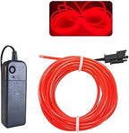 MaxLax EL Wire Red, 9.8ft/3m Portable Battery Pack Neon Light Strip 360° Cuttable Glowing Rope Lights for Parties, Halloween, DIY Decoration