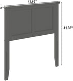 AFI, Madison Twin Solid Wood Panel Headboard with Attachable Charger, Grey