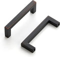 Ravinte 10 Pack Solid Kitchen Cabinet Handles Oil Rubbed Bronze Cabinet Pulls Slim Drawer Pulls with 3 Inch Hole Center Square Bar Kitchen Cabinet Hardware
