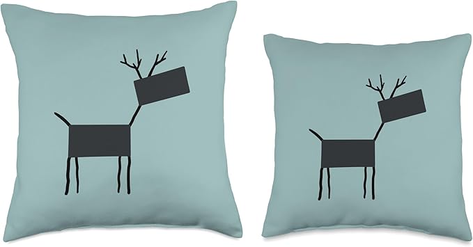 Cute Scandinavian Animals Designs Chic Deer Moose Scandinavian Elk Minimalism Reindeer Throw Pillow, 18x18, Multicolor