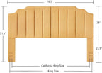 24KF Yellow Teddy Fabric Tufted King Upholstered Headboard, Modern Vertical Channel Design California King Headboard with Stepped Silhouette Top Edge,6026-K-Teddy Yellow