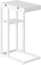 HOOBRO Foldable End Table, C Shaped Side Table with Storage Shelf, Small Snack Table Suitable for Living Room Bedroom Small Spaces, Easy Assembly, White WW29SF01