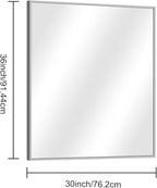 30" x 30"Bathroom Mirror, Silver Rectangle Corner Wall Mirror with Metal Frame, Decorative Rectangular Vanity Mirror for Bedroom Bathroom Living Room Entryway (Horizontal/Vertical)