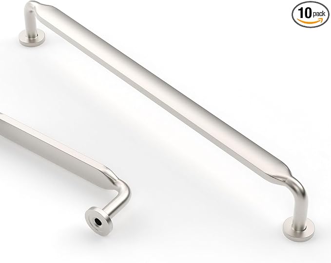 Asidrama 10 Pack 10 Inch(254mm) Brushed Satin Nickel Kitchen Cabinet Handles, Cabinet Pulls Kitchen Cabinet Hardware for Cupboard Drawer Pulls