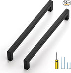 Ravinte 10 Pack Black Cabinet Pulls 8-4/5 Inch Square Kitchen Cabinet Handles Matte Black Kitchen Hardware for Drawer Pulls Drawer Handles Come with Screwdriver
