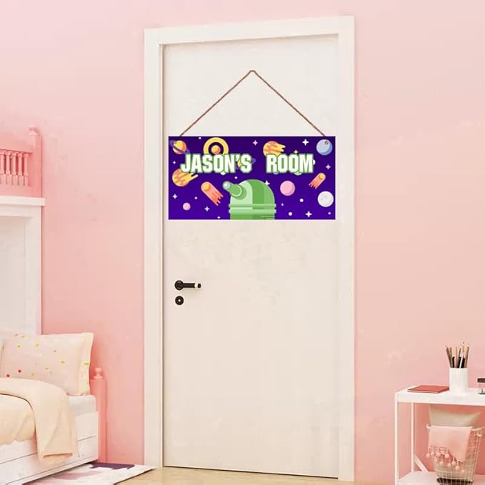 SLWEJQHA Personalized Sign Outer Space Room Décor For Little Man Cave, Cartoon Universe Art Print Wall Art Décor For Boys Room Decorations, Stars Picture Posters For Kids Bedroom Nursery Décor