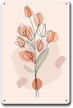 Metal Tin Signs Abstract Floral Line Art Poster Suitable for Home Bar Cafe Farmhouse Decoration8x12inch Tin Sign
