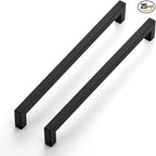 JOY DECOR 25 Pack Cabinet Handles, Black Cabinet Pulls, 10 Inch Kitchen Closet Handles Square Drawer Pulls Stainless Steel Drawer Hardware, 256mm Hole Centers