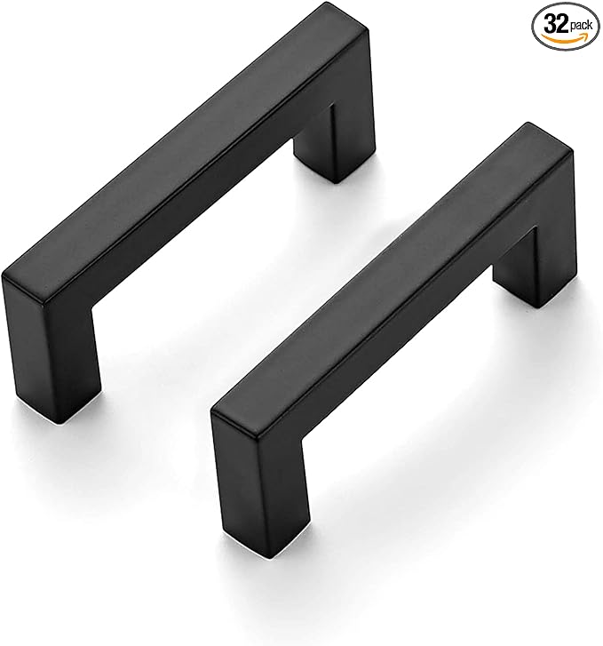 Ravinte 32 Pack 3 Inch Square Cabinet Handles Matte Black Cabinet Pulls Drawer Pulls Kitchen Hardware