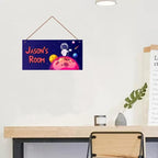 Personalized Universe Sign Aerospace Stars Themed For Kids Room Door Art Decor For Little Man Cave,Custom Name Astronaut Wall Decor Decorative Plate for Boys Girls Bedroom