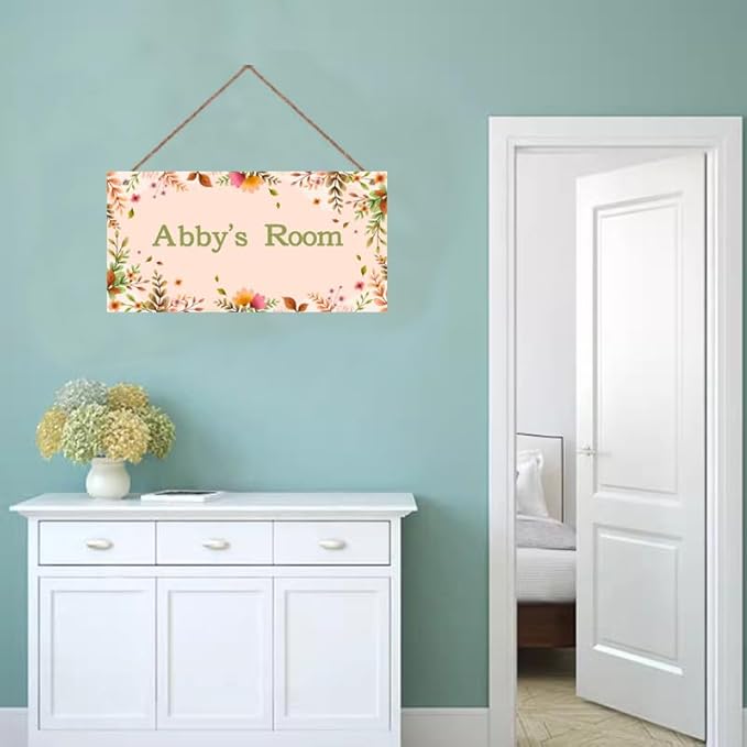 Personalized Sign Beautiful Flowers Themed Decor For Kids Room Nursery Door,Custom Name Nice Planet Wall Art Decor Decorative Plate for Boys Bedroom Girls Room Baby Game Room