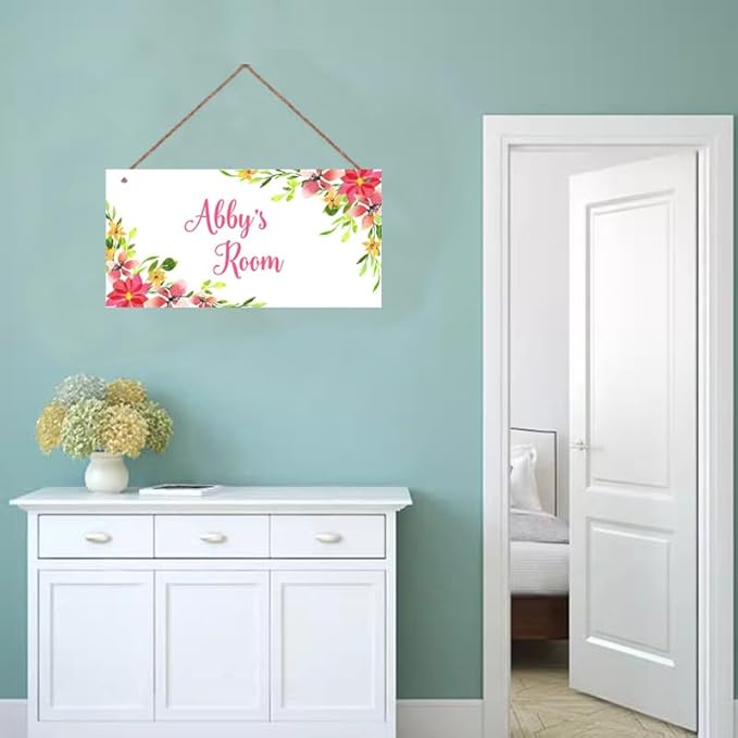 Personalized Signs Flowers Sign Wall Art Decoration Exquisite Decorative Signs Custom Name for Kids Room Wall Art Decor Outer Space Themed Nursery Decor For Girls Bedroom