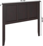 AFI, Madison Full Solid Wood Panel Headboard with Attachable Charger, Espresso