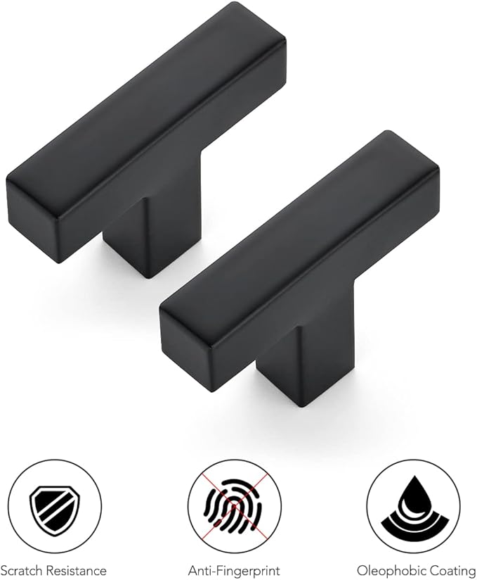 Ravinte 20 Pack 2 inch Length Square Cabinet Pulls Matte Black Stainless Steel Kitchen Drawer Pulls Cupboard Handles Cabinet Handles