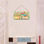 Personalized Sign Mushroom and Flowers Decor For Girls Bedroom Custom Door Sign Wood Plaque Sign Wall Decor For Kids Room