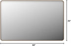 48x36 Inch Gold Bathroom Mirror, Brushed Metal Framed Gold Wall Mirror, Modern Rounded Rectangle Brass Vanity Mirror, Shatterproof, Anti-Rust (Horizontal/Vertical)
