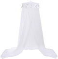 Jeteventy Bed Canopy for Girls, Princess Bed Curtain Net for Single to King Size,Bedroom Decoration of Round Lace Dome with Stainless Steel Hook,Quick Easy Installation (White)