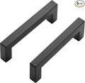Ravinte 5 Pack Black Cabinet Pulls 3-3/4 Inch Square Kitchen Cabinet Handles Matte Black Kitchen Hardware for Drawer Pulls Drawer Handles Come with Screwdriver
