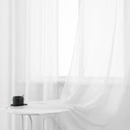 DUALIFE White Voile Sheer Curtains Grommet,Look Semi Sheer Windows Panels,Elegant Solid Color Touch Soft Drapes, 52X120 Inch for Living Room Bedroom,Set of 2 Panels