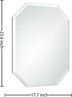 Silver Wall Mirror-Beveled Edge Frameless Mirror for Bathroom, Vanity, Bedroom, Rectangle Mirrors （18X24inch）