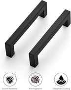 Ravinte 3 Pack 4-1/2 Inch Kitchen Square Cabinet Handles Matte Black Pulls Black Drawer Pulls Kitchen Cabinet Hardware Handles
