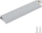 goldenwarm 10 Pack Brushed Nickel Finger Edge Pulls Drawer Finger Pulls Kitchen Hardware Handles Bedroom Dresser Drawers, 6-1/4in Hole Centers