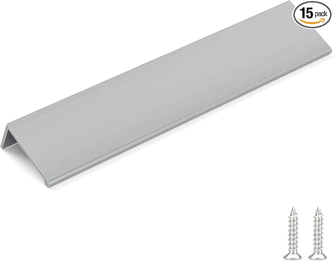 goldenwarm 15 Pack Brushed Nickel Finger Edge Pulls Drawer Finger Pulls Kitchen Hardware Handles Bedroom Dresser Drawers, 6-1/4in Hole Centers