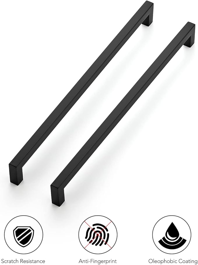 Ravinte 20 Pack 12-3/5 Inch Kitchen Square Cabinet Handles Matte Black Cabinet Pulls Black Drawer Pulls Kitchen Cabinet Hardware Kitchen Handles