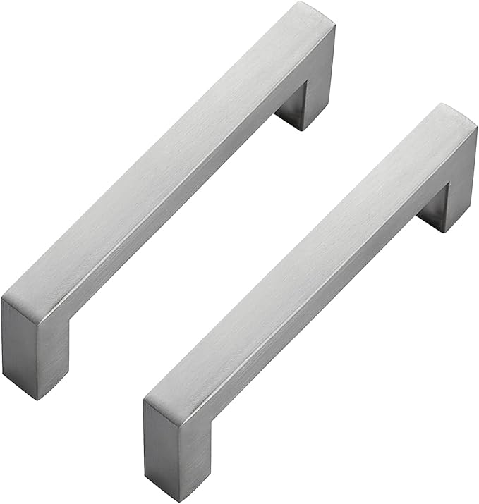 Ravinte 15 Pack Brushed Nickel Kitchen Cabinet Handles 4 Inch Cabinet Pulls Square Kitchen Hardware for Cabinet Drawer Pulls Drawer Handles Come with Screwdriver