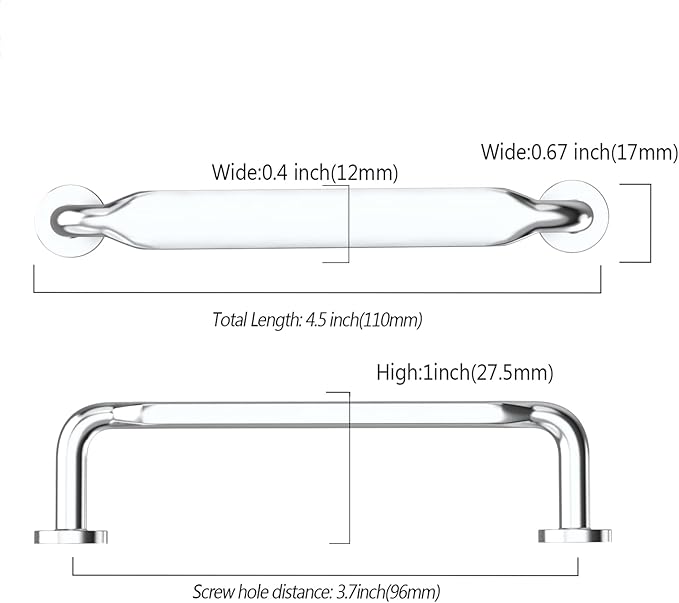Asidrama 10 Pack 3.75 Inch(96mm) Polished Chrome Kitchen Cabinet Handles, Cabinet Pulls Kitchen Cabinet Hardware for Cupboard Drawer Pulls