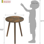 AWASEN Round Side Table, Small End Table for Living Room, Modern Wood Accent Coffee Side Table with Wood Legs for Small Space, Easy Assembly, Rustic Brown