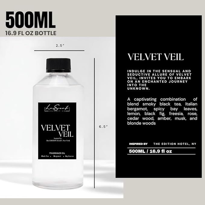 Aroma Diffuser Oil 500ML Velvet Veil - Waterless Essential Oil for diffusers - Luxury Hotel Fragrance - Oils for Aromatherapy - Fits in Any Diffuser (500ML, Velvet Veil)