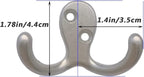 10pcs Coat Hooks Hardware, Wall Hooks Heavy Duty Hooks for Hanging Coats Double No Rust Hook Wall Mounted for Key, Towel, Bags, Cup, Hat (Silvery)
