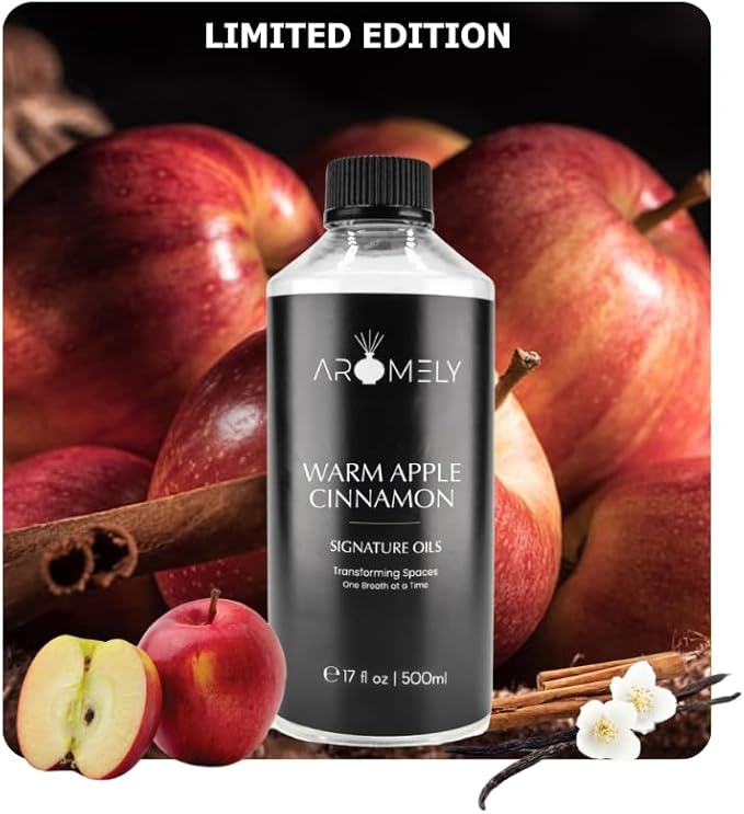 AROMELY Warm Apple Cinnamon Diffuser Oil Blend – Christmas Scents – Signature Diffuser Aroma – Luxurious Fragrance with Notes of Apples, Cinnamon Sugar, Nutmeg, and Amyris. (500ml)