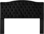 24KF Upholstered Tufted Button Velvet Headboard,Comfortable Fashional Headboard Queen/Full Size,Black
