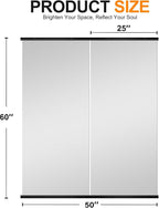 Delma Large Full Body Mirror for Yoga, Frameless Wall-Mounted Glass Panel (60"x25"-Black) 2PCS for Home, Garage, Bedroom & Bathroom