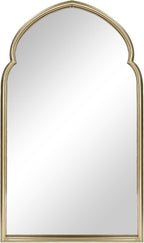 ironsmithn Arched Wall Mirror, Gold Bathroom Mirror, Wall Mounted Decorative Mirror, 38" x 22" Modern Art Oblong Mirror for Master Bath Half Bath Living Room Bedroom Fireplace Entryway
