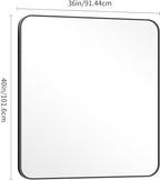 40" x 36"Bathroom Mirror, Matte Black Wall Mirror with Metal Frame, Decorative Rectangular Vanity Mirror for Bedroom Bathroom Living Room Entryway (Horizontal/Vertical)