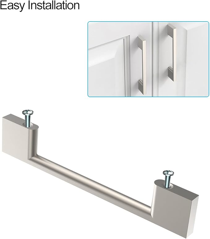 6 Pack Satin Nickel Cabinet Pulls - 15 Inch Handles - Brushed Nickel Wardrobe & Kitchen Pulls