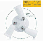 3-in-1 Light Socket Extender, E26/E27 to 3 Bulb Adapter with Adjustable Arms, 360° Rotatable for Ceiling Fan/Lamp Holder, UL Listed, Extension Splitter Without Power Switch(White)