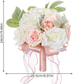 Artificial Rose Wedding Bouquets - Ribbon Decor for Bride & Bridesmaid