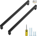 Ravinte 5 Pack Black Cabinet Pulls 10 Inch Square Kitchen Cabinet Handles Matte Black Kitchen Hardware for Drawer Pulls Drawer Handles Come with Screwdriver