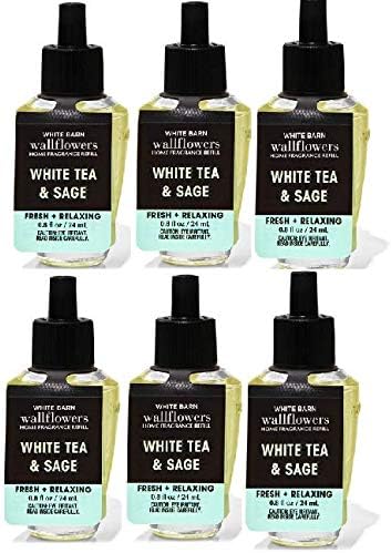 Bath & Body Works Wallflowers Fragrance Refill, 6-Pack White Tea & Sage (24 ml each)