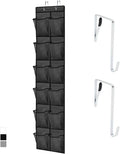 GORILLA GRIP Over the Door Shoe Organizer, 12 Large Breathable Mesh Pockets, Space Saving Hanging Storage Holder, 2 Hook Closet Rack Hanger, Hangs on Closets for Shoes, Accessories, 64H x 9.5W Black