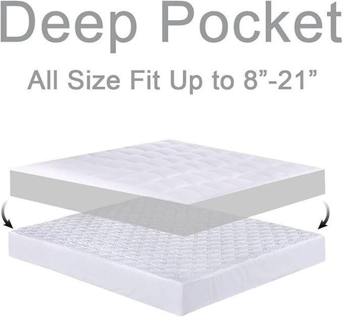 Mattress Topper Twin for Back Pain, Extra Thick Mattress Pad Cover, Plush Pillow Top, Deep Elastic Pocket, Grey,39"X75"+20"