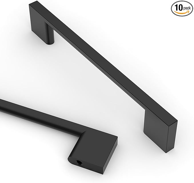 Asidrama 10 Pack 5 Inch(128mm) Matte Black Kitchen Cabinet Handles, Cabinet Pulls Kitchen Cabinet Hardware for Cupboard Drawer Pulls
