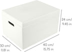 Large White Wooden Box Storage with Hinged Lid | 15.8 x 11.8 x 9.44 inches (+-0.5) | Gift Box Storage Document | Wood Keepsake Chest PRODUCT NOT INTENDED FOR 15 YEARS OR BELOW