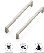 Ravinte 10 Pack Solid Kitchen Cabinet Handles Brushed Nickel Cabinet Pulls Slim Drawer Pulls with 6-1/4 Inch Hole Center Square Bar Kitchen Cabinet Hardware