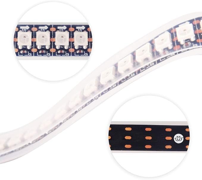 BTF-LIGHTING WS2812B IC RGB 5050SMD Pure Gold Individual Addressable LED Strip 3.28FT 144LED 144Pixel/m Flexible Full Color IP67 DC5V for DIY Chasing Color Project(No Adapter or Controller)